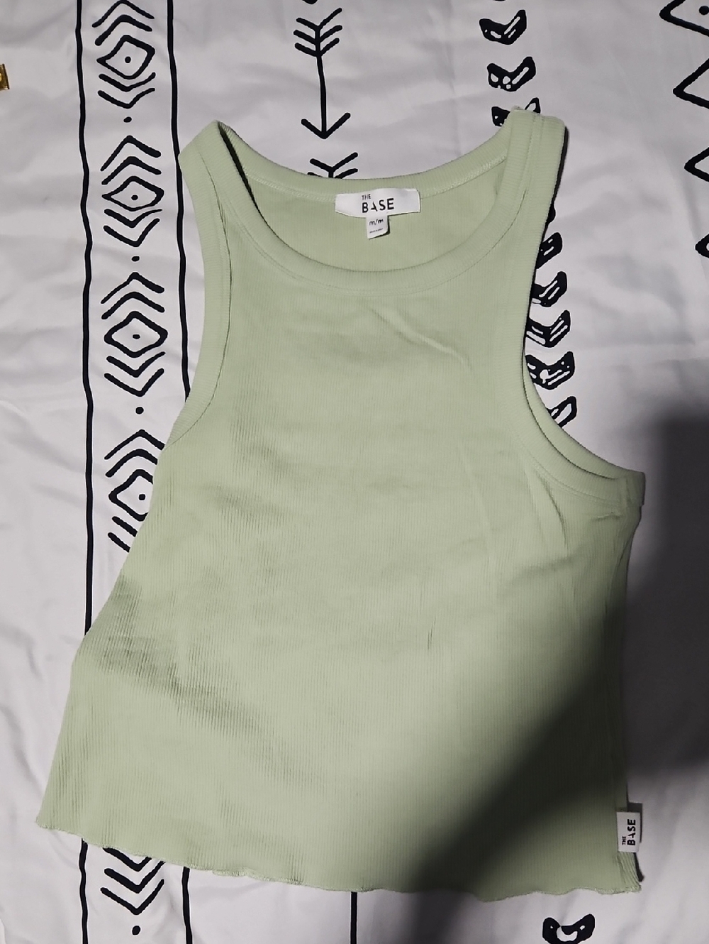 Ribbed Scoop Tank in Light Green